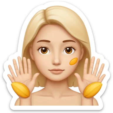 Minimal emoji representing reduced facial puffiness, soft hand gesture shaping the face contour, balanced and natural appearance, wellness-focused, simple and easy to understand
 sticker