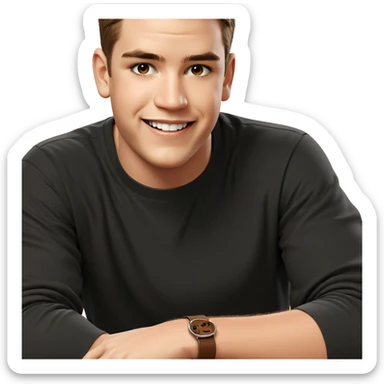 smiling boy with brown hair sticker