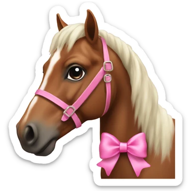 Bay horse with a pink bow sticker