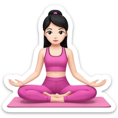 White girl with black hair pilates pink sticker