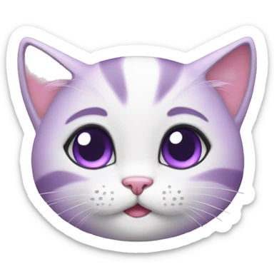 Blushing purple kitty sticker