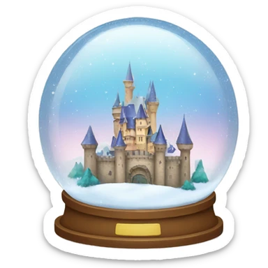 Sparkly snow globe with a castle sticker