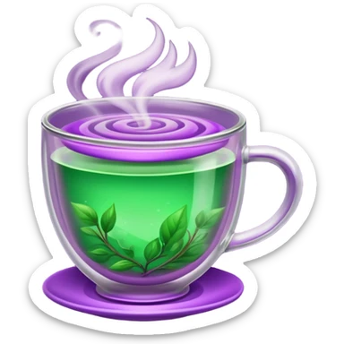 Berry green tea in a steaming cup sticker