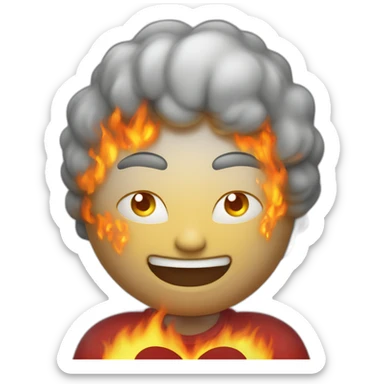 Coeur en feu avec jtm sticker