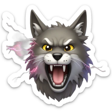 violently electrical discharge emit electricity cartoon wolf cat like pokemon sticker