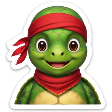 turtle wearing a red pirate scarf sticker