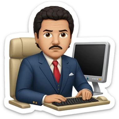 drug lord Pablo escobar using computer sticker