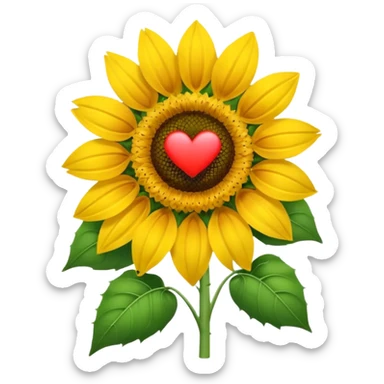 Sunflower with heart emoji  sticker