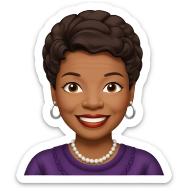 Maya Angelou with dark brown hair sticker