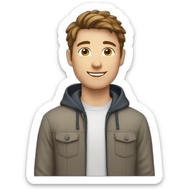 a white male student with short brown hair with hairstyle French crop sticker