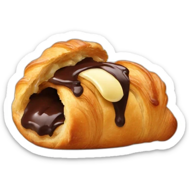 A chocolate croissant being eaten by a mouth sticker
