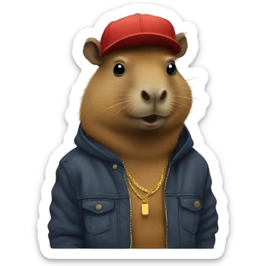 90s hiphop capybara sticker