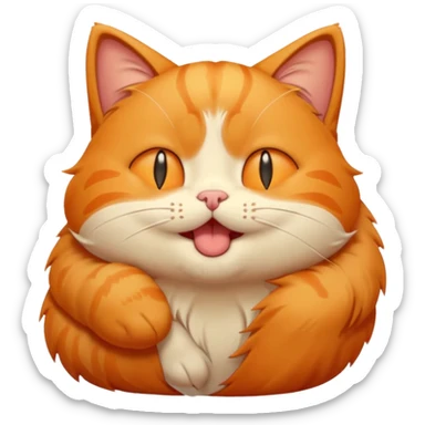 Cute, sleepy orange cat emoji for Discord, droopy eyes, tiny yawn, fluffy fur, cartoonish chibi style, clear at small size.
 sticker