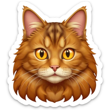 A Maine coon tabby cat emoji with yellow eyes  sticker