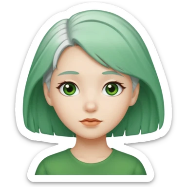 girl with white hair green hair clip sticker