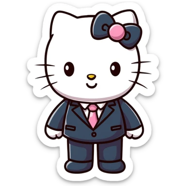 Hello Kitty in business attire working sticker