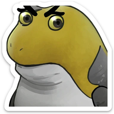 A chicken with a bob haircut sticker