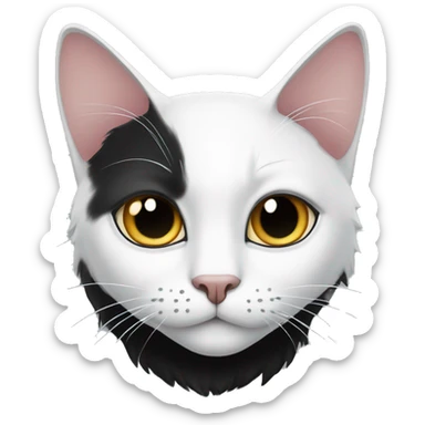 White amd black cat  sticker