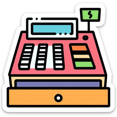cash register with money drawer open sticker