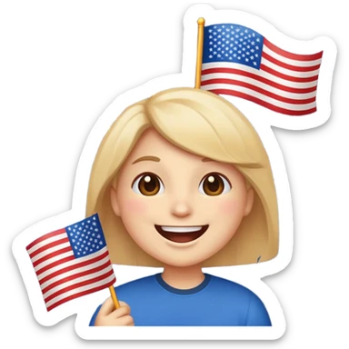 festive emoji for the Fourth of July with fireworks, American flag, and cheerful expression sticker