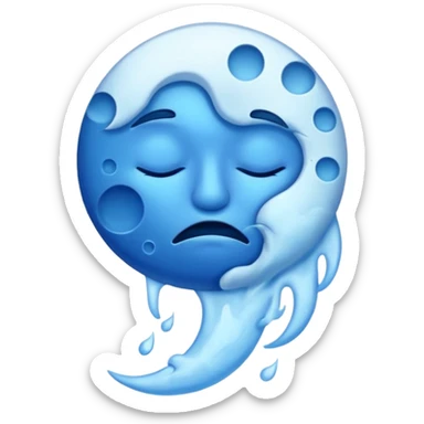 cracked sleepy moon leaking blue dream smoke sticker