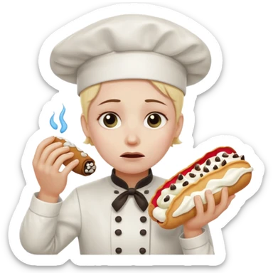 SAD SAD crying overworked pastry chef with cannoli sticker
