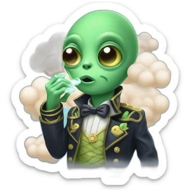 adorable alien vape lord blowing clouds with manicured nails sticker