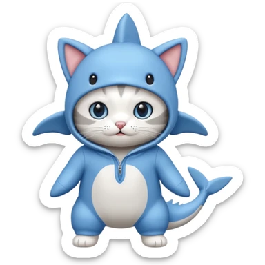 Cat in a shark onesie sticker