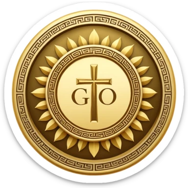 The name of God is repeated in a circle.  sticker