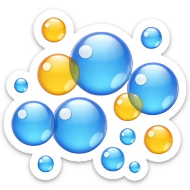 3D iPhone style emoji of free-floating bubbles, scattered randomly in the air, translucent and shiny, various sizes, not contained in any circle, isolated on white background, soft shadows, high detail,  sticker