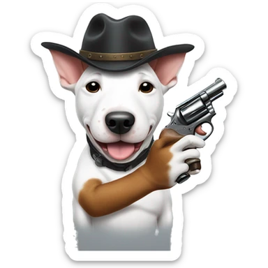 Bull terrier with revolver  sticker