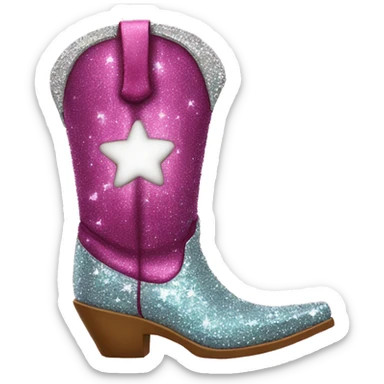 Sparkly cowboy boots with hearts on it sticker