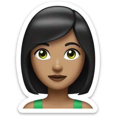 girl with black bob and green eyes sticker