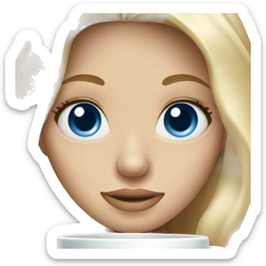 long blonde hair blue eyed girl holding coffee sticker