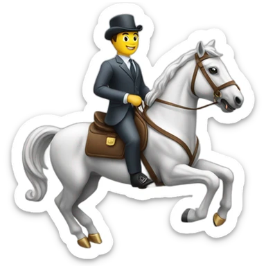 banker sitting on the white horse galloping sticker