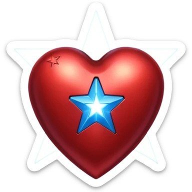 A red Iron Man heart with a glowing blue star in the center sticker