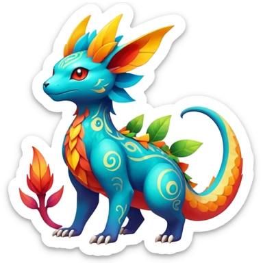 Elemental magical colorful exotic animesque Pokémon-Fakémon-animal-creature sticker