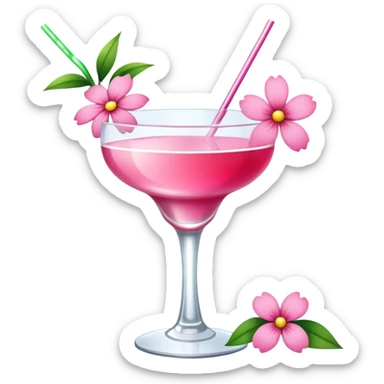 Pink Cocktail with flowers  sticker