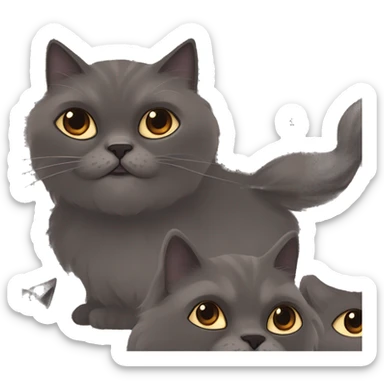 dark gray persian cat with brown eyes with girl with brown hair sticker