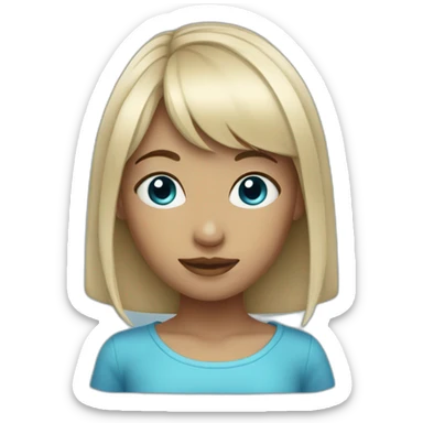 blue hair girl with bang sticker