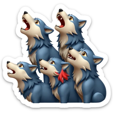 Wolf pack howling in different directions  sticker