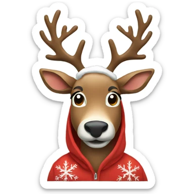 Reindeer wearing a Christmas Hoodie sticker
