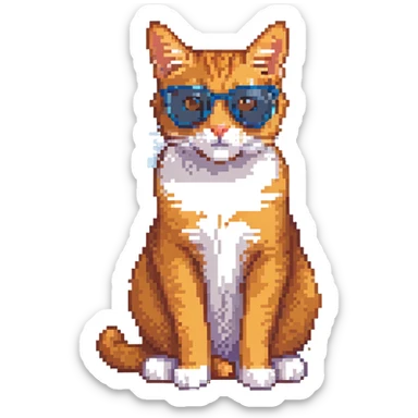 orange tabby cat wearing sunglasses, sitting sticker