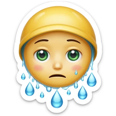 worried WhatsApp emoji face with a drop of water falling down its face sticker