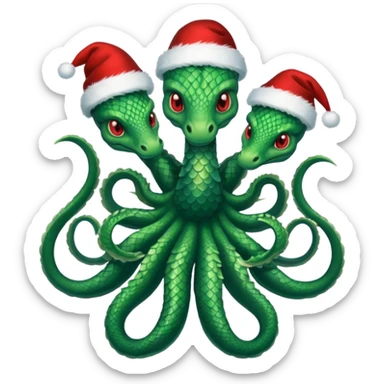 hydra, christmas hat,Seven heads sticker