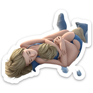 sleeping girl in denim shorts sticker