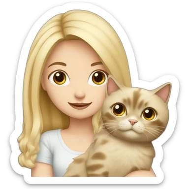 Blonde girl with ragdoll cat sticker
