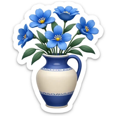 vase of blue flowers sticker