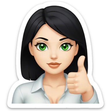 Sexy lady with black hair and green eyes thumbs up    sticker
