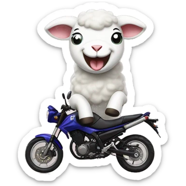 Laughing lamb with a Yamaha sticker